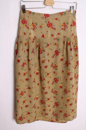 Falda Verde con Flores Vintage "2XL"