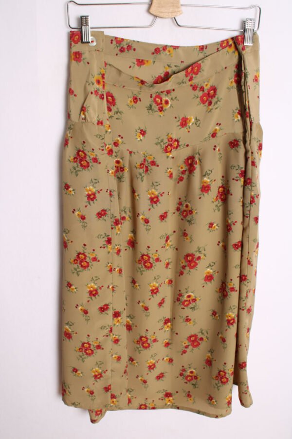Falda Verde con Flores Vintage "2XL"