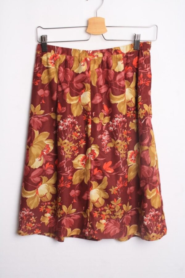 Falda de Otoño Violeta Vintage y Floral "M"
