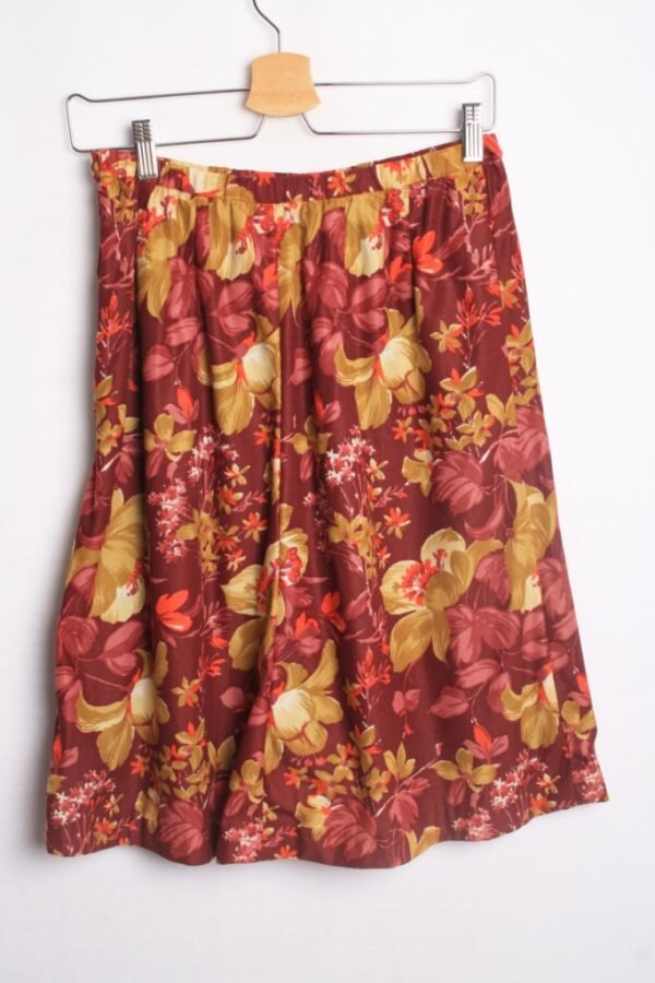 Falda de Otoño Violeta Vintage y Floral "M"