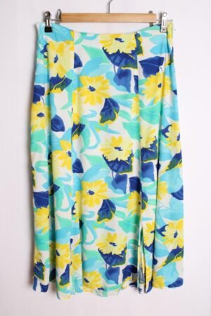 Falda Blanca Midi Estampado Flores "M"