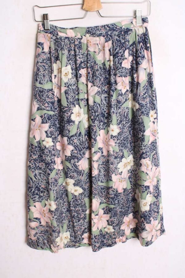 Falda con Vuelo Vintage Azul con Flores "S"