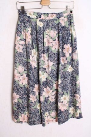 Falda con Vuelo Vintage Azul con Flores "S"