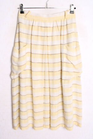 Falda Midi Vintage Rayas Blancas y Amarillo Pastel "L"