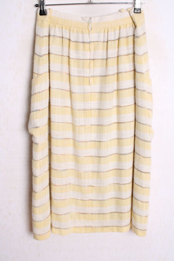 Falda Midi Vintage Rayas Blancas y Amarillo Pastel "L"