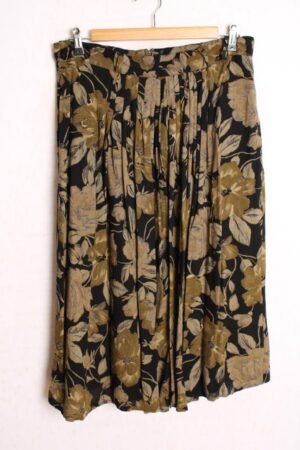 Falda Midi Vintage Negra con Flores "L"