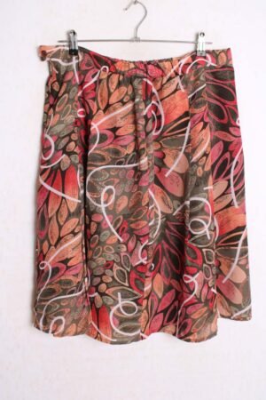Falda Fucsia Vintage con Flores y Líneas "XL/2XL"