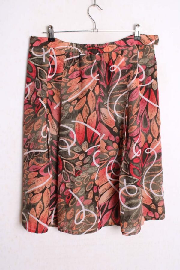 Falda Fucsia Vintage con Flores y Líneas "XL/2XL"