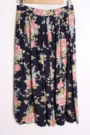 Falda Vintage Azul Marino Flores "M"