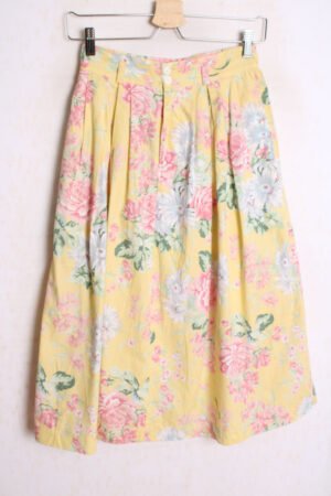 Falda Vintage Amarillo Vainilla Flores "XS"