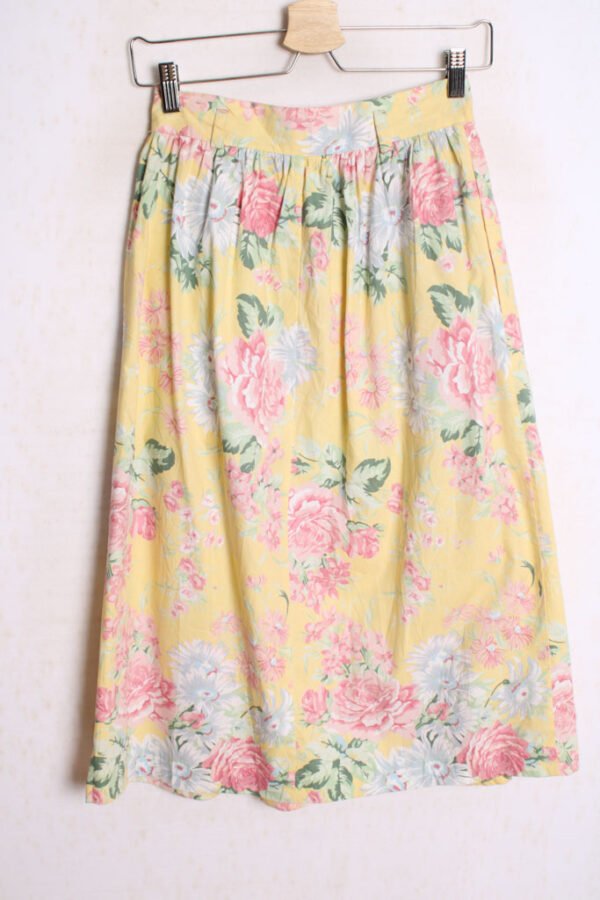 Falda Vintage Amarillo Vainilla Flores "XS"