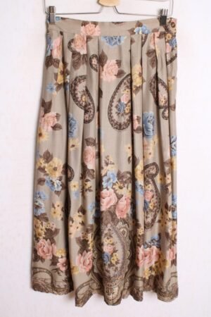 Falda Vintage Midi Paisley y Flores "S"