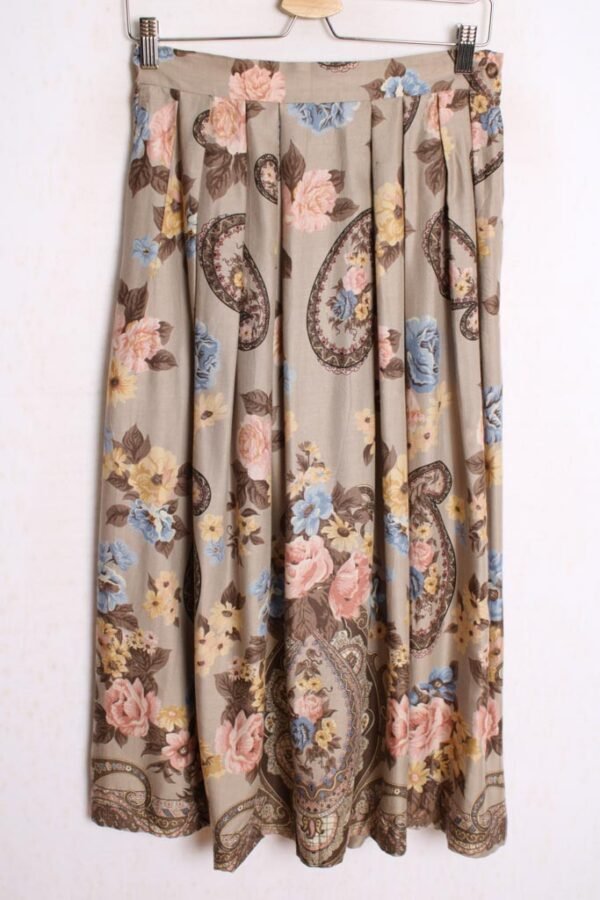 Falda Vintage Midi Paisley y Flores "S"