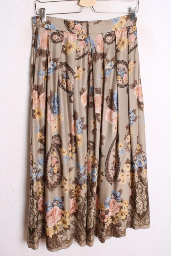 Falda Vintage Midi Paisley y Flores "S"