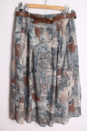 Falda Midi Vintage Estampado Egipcio "M"