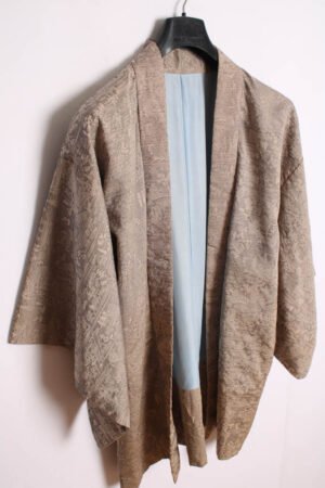 Haori Japonés Vintage Kimono Gris Estampado