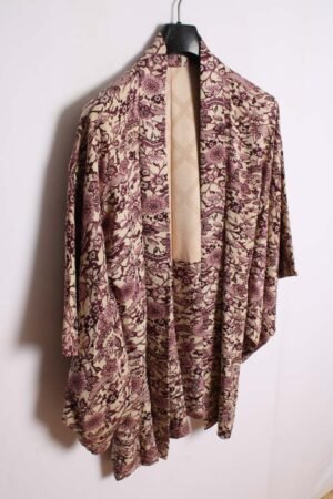 Haori Japonés Vintage Kimono Estampado Morado
