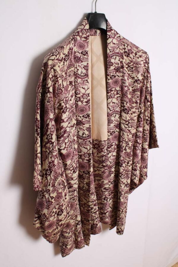 Haori Japonés Vintage Kimono Estampado Morado