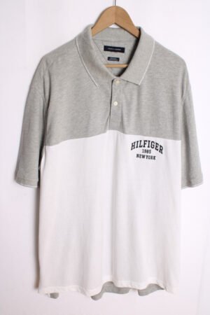 polo-vintage-chico-marca-24.jpg Polo Gris y Blanco Tommy Hilfiger Vintage "XL"