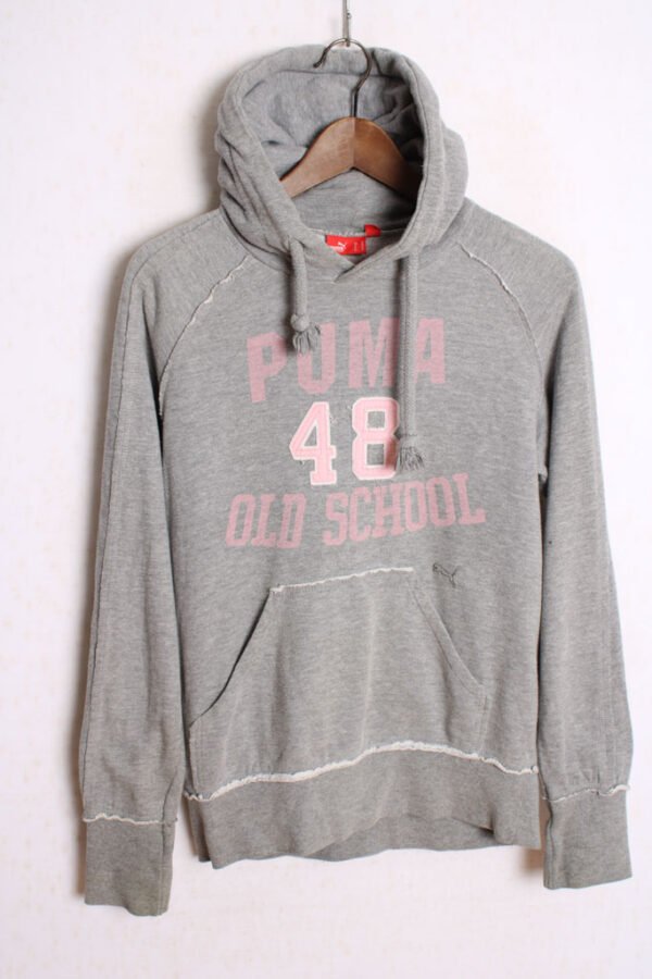 Sudadera Vintage Gris Puma Capucha "M"