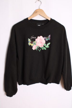 sudadera-vintage-deportiva-30.jpg Sudadera Oversize Negra Vans Vintage con Mariposas "L"mujer