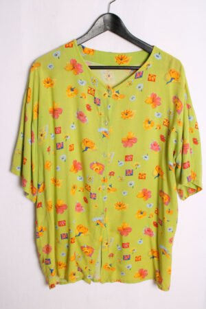 Blusa Vintage Pistacho con Flores "XL/2XL"