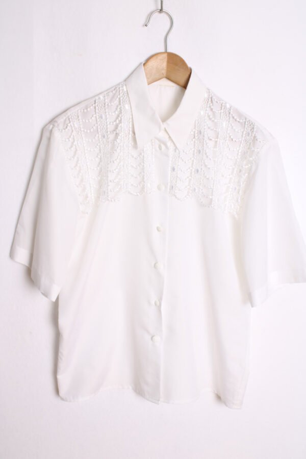 Blusa Blanca Vintage Pasamanería "M"