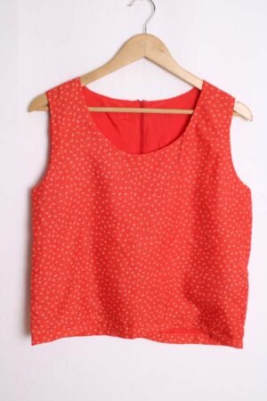 Top Rojo Anaranjado Vintage Motitas "M"