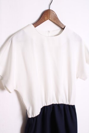 Vestido Blanco y Marino Vintage "2XL"