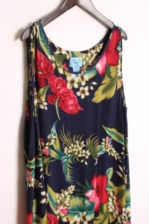 Vestido Largo Vintage Marino Flores "XL"