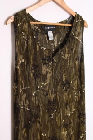 Vestido Maxi Vintage Verdes Flores "3XL"