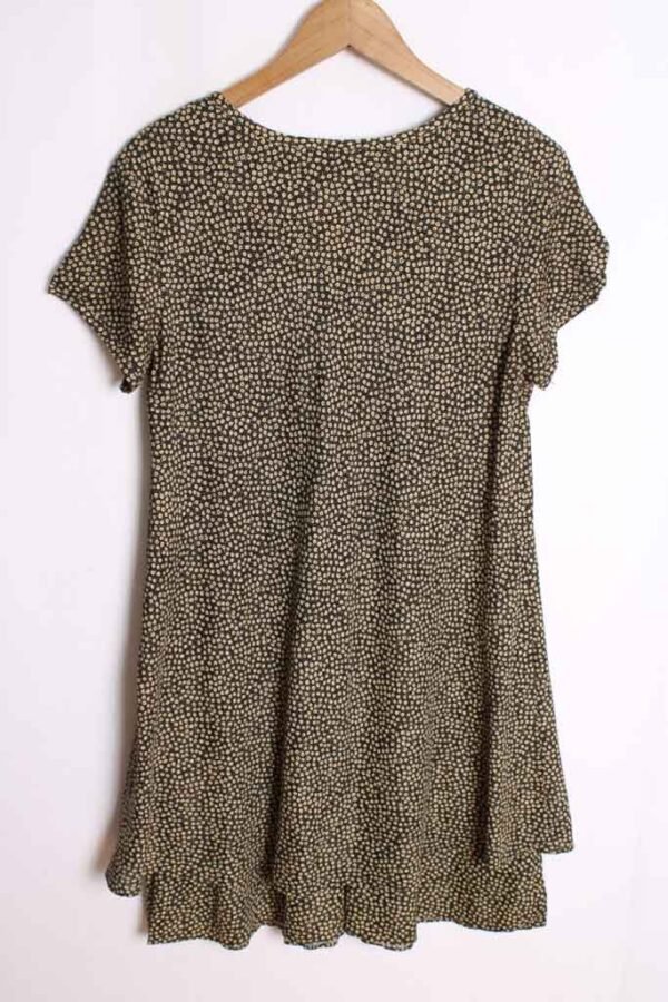 Vestido Vintage Negro Motitas Amarillas "XL"
