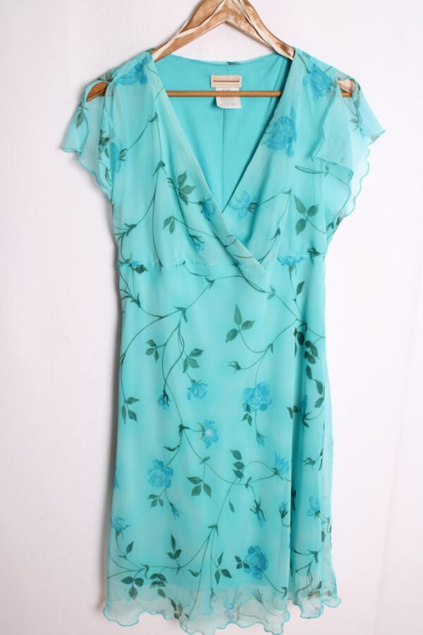 Vestido Vintage Celeste Estampado Flores "L"