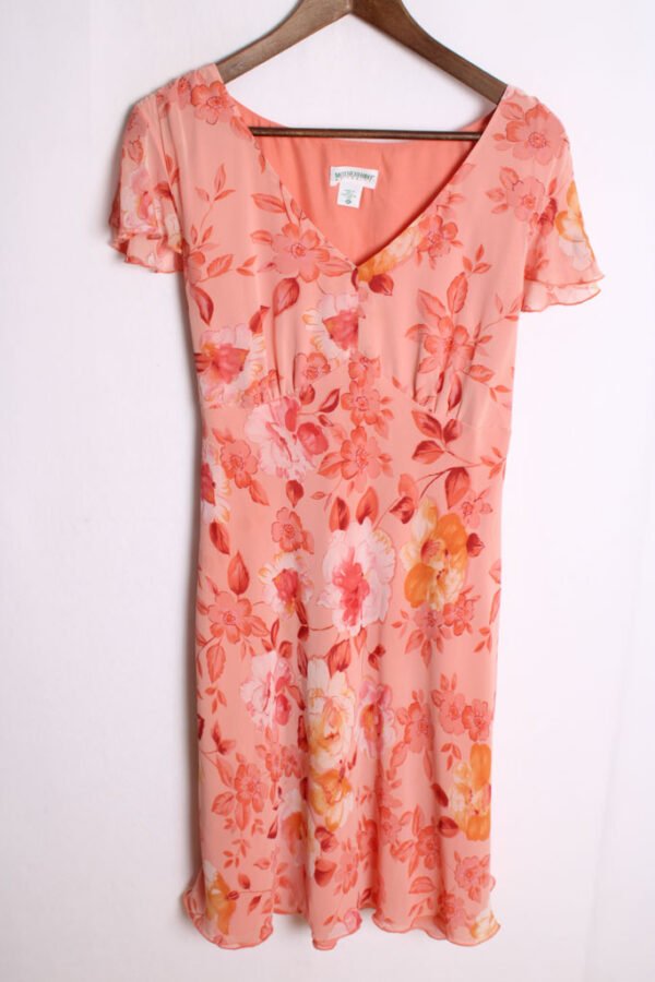 Vestido Rosa Vintage Flores y Hojas "2XL"