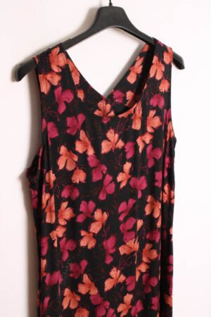 Vestido Largo Vintage Negro Flores "2XL"