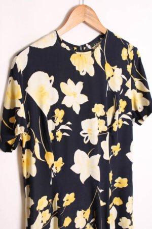 Vestido Largo Vintage Marino Flores "2XL"
