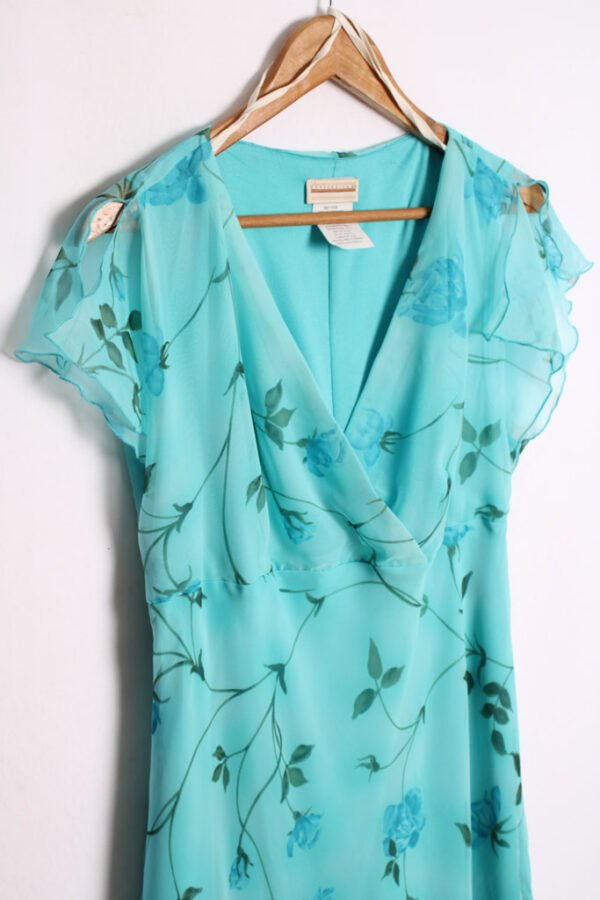 Vestido Vintage Celeste Estampado Flores "L"