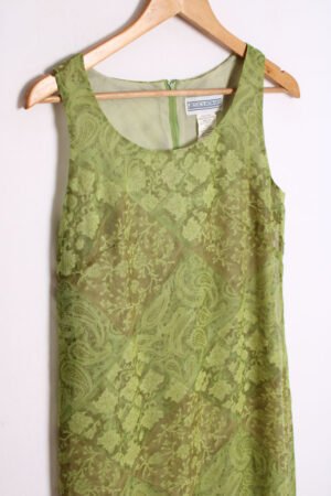 Vestido Maxi Vintage Verde Flores y Paisley "L/XL"