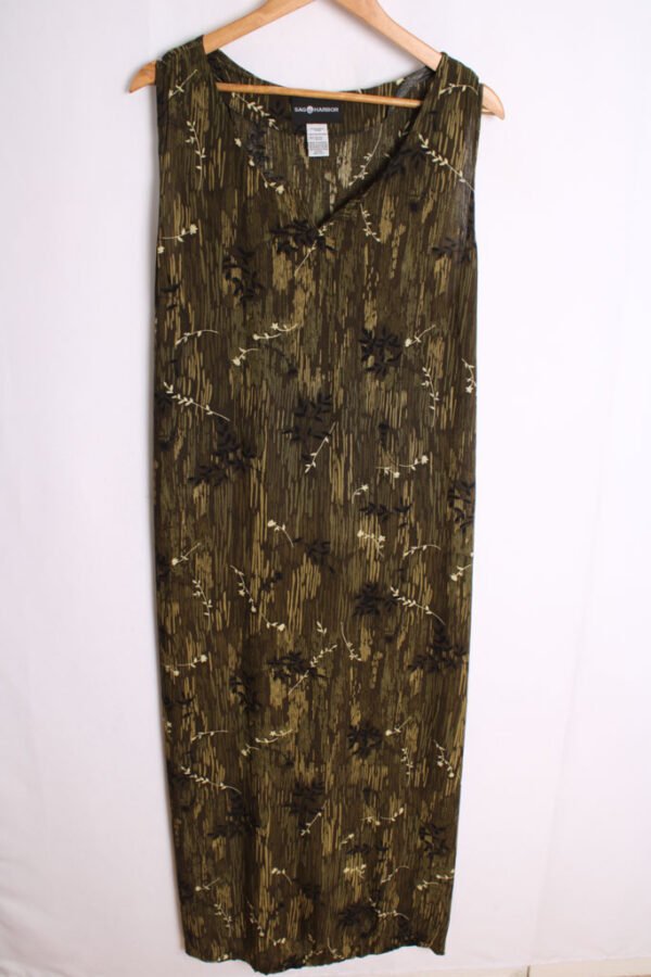 Vestido Maxi Vintage Verdes Flores "3XL"