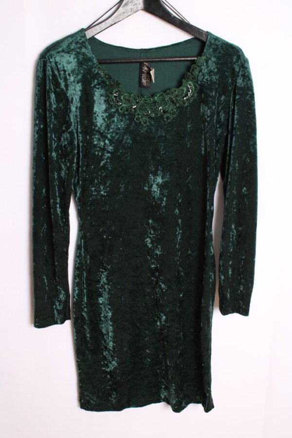 Vestido Terciopelo Verde Vintage "M"