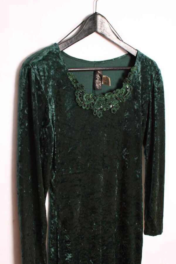 Vestido Terciopelo Verde Vintage "M"