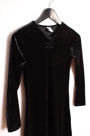 Vestido Terciopelo Mini Negro Vintage "2XS"