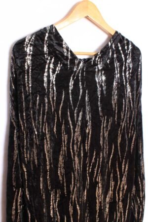 Vestido Terciopelo Vintage Midi con Estampado Plateado "XL"
