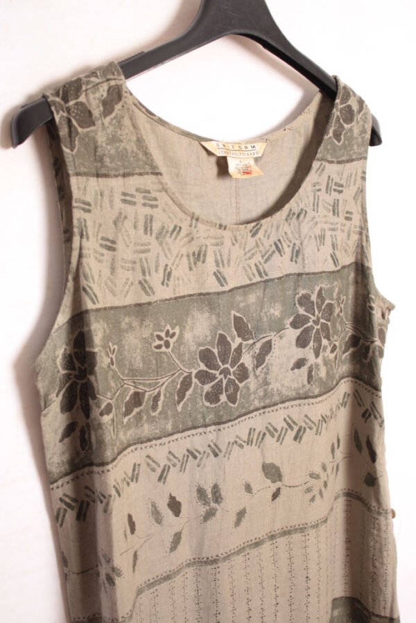 Vestido Vintage 90´s Maxi de Lino  Tonos Grises "XL/2XL"