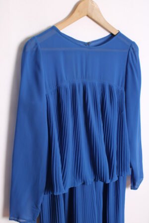 Vestido Americano Vintage Azul con Plisados "S"