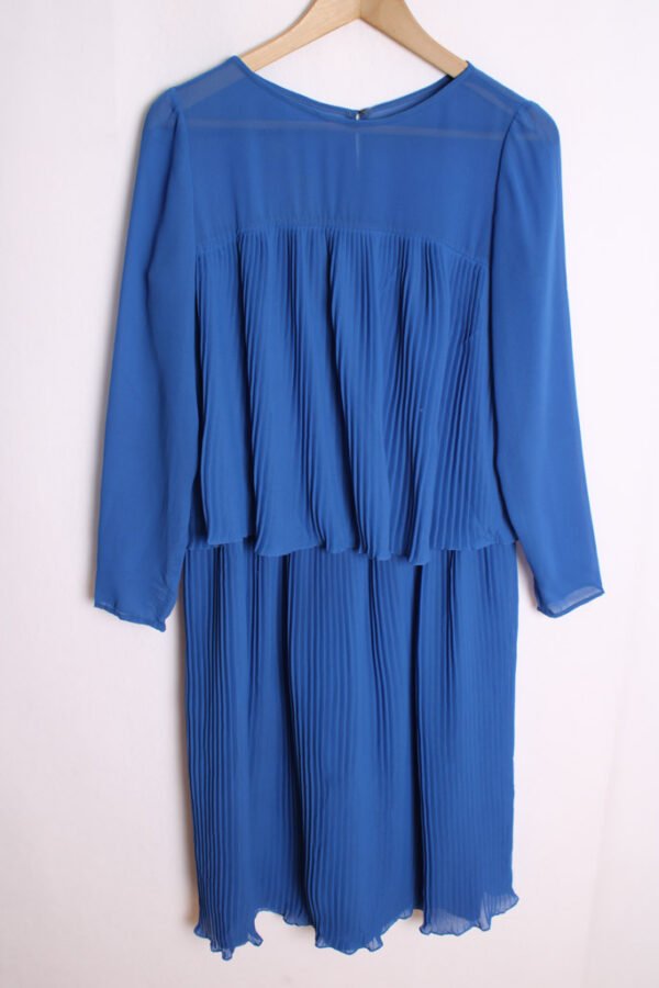 vestido-vintage-americano-verano-76.jpg Vestido Americano Vintage Azul con Plisados "S"