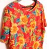 Vestido Camisero Vintage Rojo Flores "2XL"