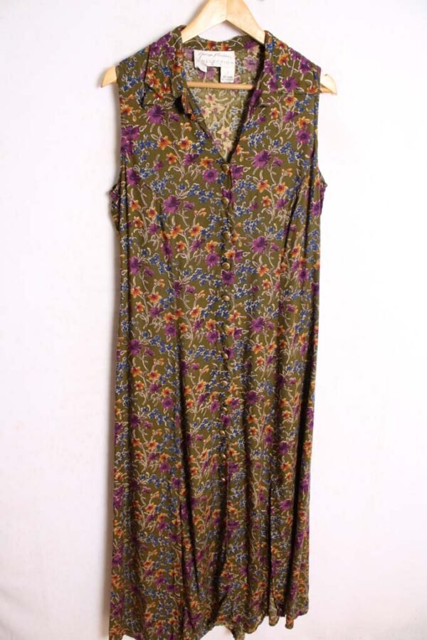 Vestido de Verano Vintage Verde con Flores "XL"