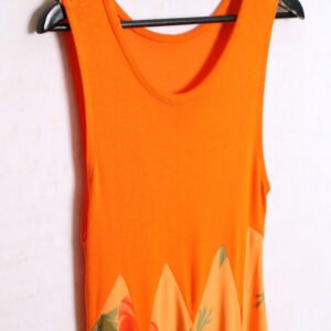 Vestido Naranja Vintage Estampado con Flores "S/M"