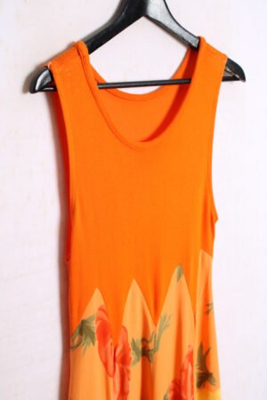 Vestido Naranja Vintage Estampado con Flores "S/M"